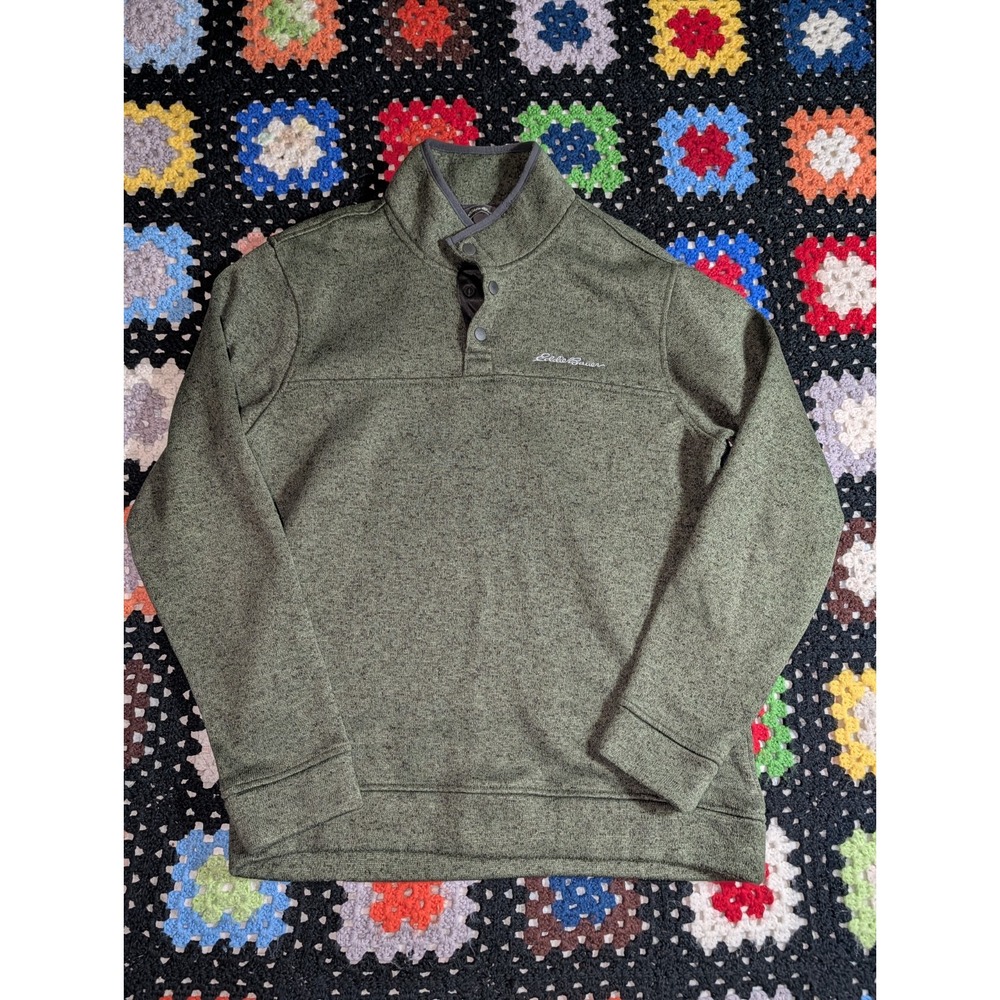 Eddie Bauer Sweater Men's Medium Green Radiator‎ Fleece Pullover Outdoor